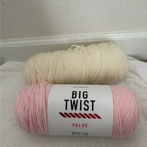 Big Twist Value Yarn in Cream and Pink